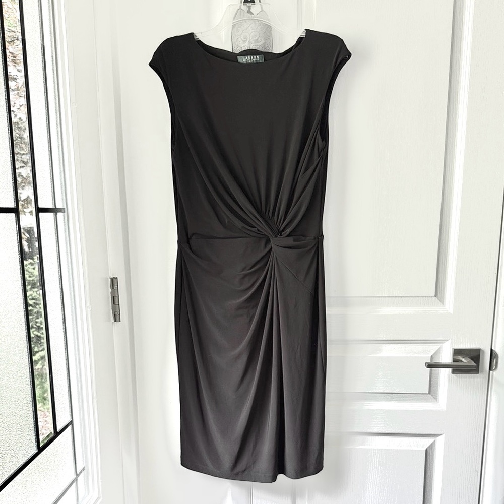 Perfect LBD! Lauren Ralph Lauren Black Ruched Midi Cocktail Dress